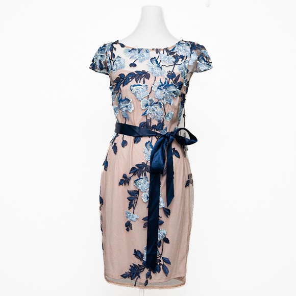 Adrianna Papell Embroidered Floral Sheath Dress - Picture 2 of 12